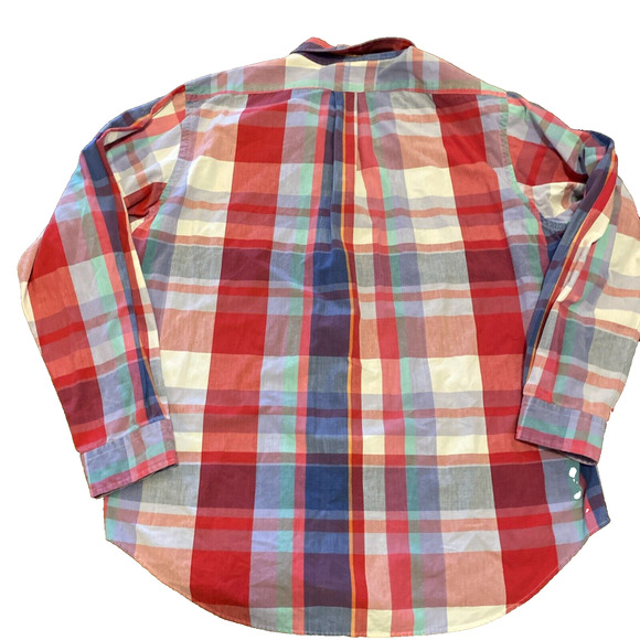 Vtg 90s Ralph Lauren Blue Label XL Red Plaid Soft Cotton Long Sleeve Shirt - Picture 5 of 6